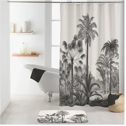 Palmen Duschvorhang 180x200 + Ringe Badewannenvorhang Wannen Bad Dusche Vorhang