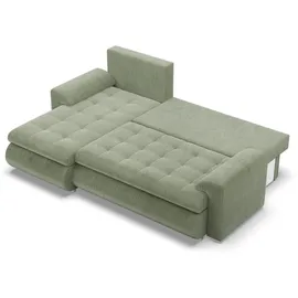 mebligo Eckcouch Cord 3-Sitzer Grün