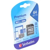 Verbatim microSDXC 64 GB Class 10 UHS-I + SD-Adapter