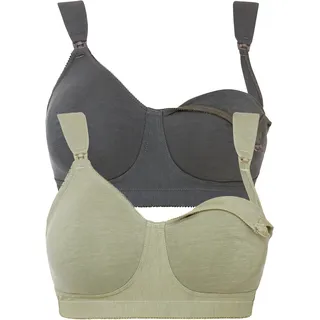 bonprix Still-BH BONPRIX "Still BH ohne Bügel mit Baumwolle (2er Pack)", Damen, Gr. 100, Cup E, graugrün, anthrazit, Obermaterial: 90% Baumwolle, 10% Elasthan.