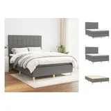 vidaXL Boxspringbett mit Matratze Dunkelgrau 140x200 cm Stoff