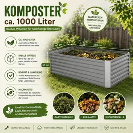 Vicco Komposter Silber, 180 x 90 cm, Gartenzubehör, Gartenpflege, Gartengeräte