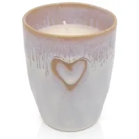 Mea-Living STONEWARE Kerze im Becher 280 ml polarweiß