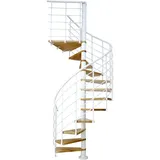 DOLLE Spindeltreppe Oslo Ø 140 cm, weiß, Buche Natur