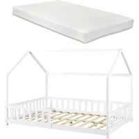 [en.casa] Hausbett Hesel 140 x 200 cm Kiefer weiß