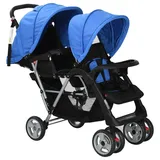 vidaXL Geschwisterwagen blau und schwarz
