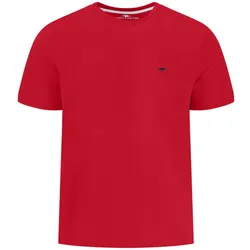 T-Shirt FYNCH-HATTON "FYNCH-HATTON Basic T-Shirt", Herren, Gr. XXXL, rot (poppy rot), Jersey, Obermaterial: 100% Baumwolle, casual, bequem, Rundhals, Langarm, Shirts, unifarben