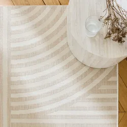 Indoor / Outdoor Teppich mit Bogenmuster beige, 120 x 170 cm 100% recyceltes Polyester - Bellamy