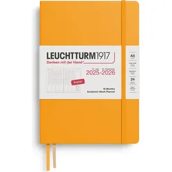 Leuchtturm 1917 Akademischer Planer 2025/2026 18M EN A5, orange, Hardcover