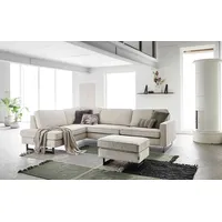 PLACES OF STYLE Ecksofa »Pinto, 290 cm, Ottomane links / rechts«, Cord, Feincord, Luxus-Microfaser Leder und Chenille beige