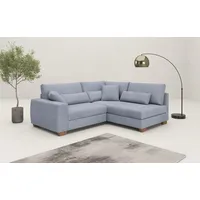 Mr. Couch Ecksofa »Hilla L-Form, bis 140 kg belastbar« mit Taschenfederkern, wahlweise mit Bettfunktion blau