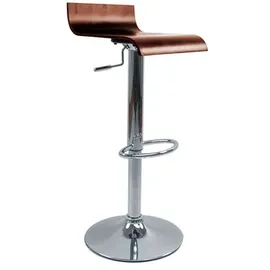 miliboo Design-Barhocker dunkles Holz mit Walnuss-Finish und verchromtes Metall (2er-Set) SURF V2