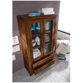 Massivmoebel24 Vitrine Sheesham 100 x 45 x 180 cm Braun