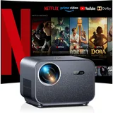 vgke Smart Beamer 4k Heimkino, Netflix Offizieller/Autofokus/Trapezkorrektur, 30000 Lumen Full HD 1080p WiFi6 Bluetooth Videoprojektor mit Dolby Audio, Home/Outdoor Projektor für Handy/Laptop