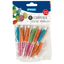 STYLEX® Cocktail-Schirmchen, Cocktail-Schirmchen in verschiedenen Farben, 1 Beutel = 12 Stück