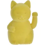MIJOMA Winkefigur Dekofigur mit Flock-Beschichtung – Farbige Wackelhand-Figur mit Bewegung – Dekoratives Wohnaccessoire für modernes Interior Design (Gelb, Winkekatze - 17cm)