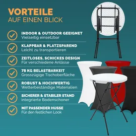 CASARIA Stehtisch mit Husse Schwarz 72 cm Set