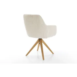 DeLife Esszimmerstuhl Pejo-Flex Cord Beige Holzgestell kantig Natur Taschenfederkern