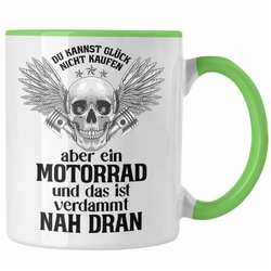 Trendation Tasse Trendation – Motorradfahrer Geschenk für Männer Motorrad Tasse Spruch Kaffeetasse für Biker Herren grün