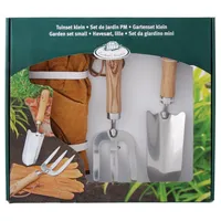 Esschert Design Gartenpflege-Set 3er Set Gartenset, Blumenkelle Handgabel Lederhandschuhe Geschenk