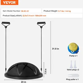 Vevor Halb-Gymnastikball-Trainer Schwarz/58 cm