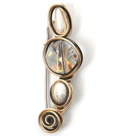 FIRETTI Brosche Schmuck Geschenk Ansteckschmuck tricolor, mit Glasstein goldfarben|schwarz