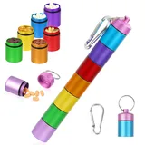 Hossom Metall Tablettenbox 7 Tage, Pillendose Klein Rund mit 7 Teilbaren Fächer, Kapsel Pillenbox, Aluminium Wasserdichte Pillenbox Schlüsselanhänger Für Unterwegs, Outdoor, Reise Camping