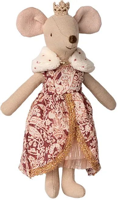Maileg Königin Maus Mama Stofftier - Mit Krone und Kleid, ca. 15 cm, Baumwolle - Dänisches Design, liebevolle Details