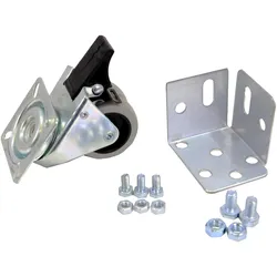 SimonRack Doppelrad mit Bremse 50 mm + Fuß + 3 Schrauben M6 + 2 Schrauben M8 + Muttern