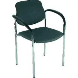 Besucher-Stuhl STYL mit Armlehnen chrom/blau