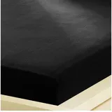 BettwarenShop Spannbettlaken Feinbiber 140 x 200 - 160 x 200 cm schwarz