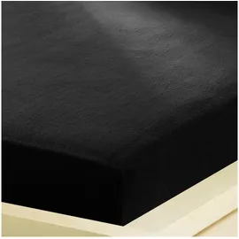 BettwarenShop Spannbettlaken Feinbiber 140 x 200 - 160 x 200 cm schwarz