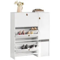 SoBuy Schuhschrank, Weiß, Holzwerkstoff, 95x121x30 cm, Garderobe, Schuhaufbewahrung, Schuhschränke
