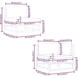 vidaXL Garten-Lounge-Set 2-tlg. dunkelgrau Bambus