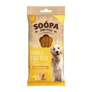 Soopa Jumbo Dental Sticks met banaan & pindakaas voor de hond  Per 5