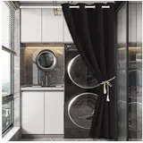 Jibenhome Türvorhang Ösen Thermo Gardinen,Blickdicht Vorhang,Treppe Thermovorhang, Einfarbig schwarz