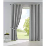 Gardinenbox 2er Set Vorhänge Blickdicht Gardinen Matt Lichtdurchlässig »Palermo« mit Ösen und Raffhalter Dekoschal HxB 225x140 cm Grau,