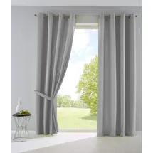 Gardinenbox 2er Set Vorhänge Blickdicht Gardinen Matt Lichtdurchlässig »Palermo« mit Ösen und Raffhalter Dekoschal HxB 225x140 cm Grau,