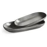 Springlane Servierplatte Misty Cliff 2er-Set, Steingut Servierteller für Antipasti, Tapas und Sushi