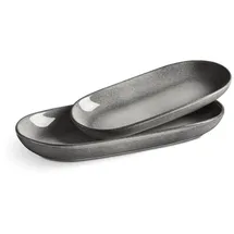 Springlane Servierplatte Misty Cliff 2er-Set, Steingut Servierteller für Antipasti, Tapas und Sushi