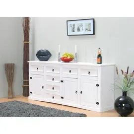 VCM ebuy24 New Mexico Sideboard mit 7 Schubladen und 3 Türen Weiss Gewachst