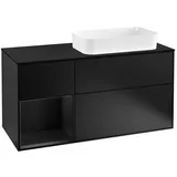 Villeroy & Boch Finion Waschtischunterschrank F272PDPD 120cm, Abdeckplatte black matt, Regal links Black matt lacquer, Black matt lacquer