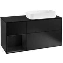 Villeroy & Boch Finion Waschtischunterschrank F272PDPD 120cm, Abdeckplatte black matt, Regal links Black matt lacquer, Black matt lacquer
