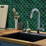 Fliesenaufkleber 15x30 CM Smaragdgrün Küchenrückwand Folie Auf Tapete,Fliesenaufkleber Bad Wasserfest Fliesenaufkleber Abziehbar,Fliesenaufkleber Ornament