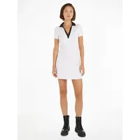 Tommy Jeans Blusenkleid »TJW CONTRAST VPOLO FIT&FLARE EXT«, mit Tommy Jeans Flagge, weiß
