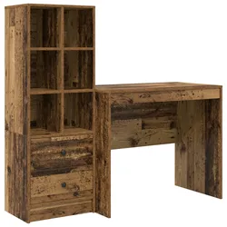 vidaXL Schreibtisch mit Stauraum Alter Holz Furnierschicht