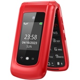 uleway GSM Seniorenhandy Klapphandy ohne Vertrag,Großtasten Mobiltelefon Einfach und Tasten Notruffunktion,2.4 +1.7 Zoll Dual Display Handy für Senioren (Rot), G380D-SE