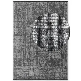 ELLE DECORATION Brilliance - Kurzflor Teppich Prisma, Wohnzimmerteppich mit Raster Design, Kachel, Quadrat Muster, Glänzender, Moderner Teppich für Wohnzimmer, Schlafzimmer - Silber Grau, 160x230 cm