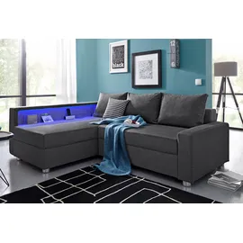 Collection AB Ecksofa »Relax L-Form«, inklusive Bettfunktion, Federkern, wahlweise mit RGB-LED-Beleuchtung grau