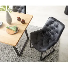 DeLife Taimi-Flex Echt-Leder Schwarz Freischwinger flach Schwarz